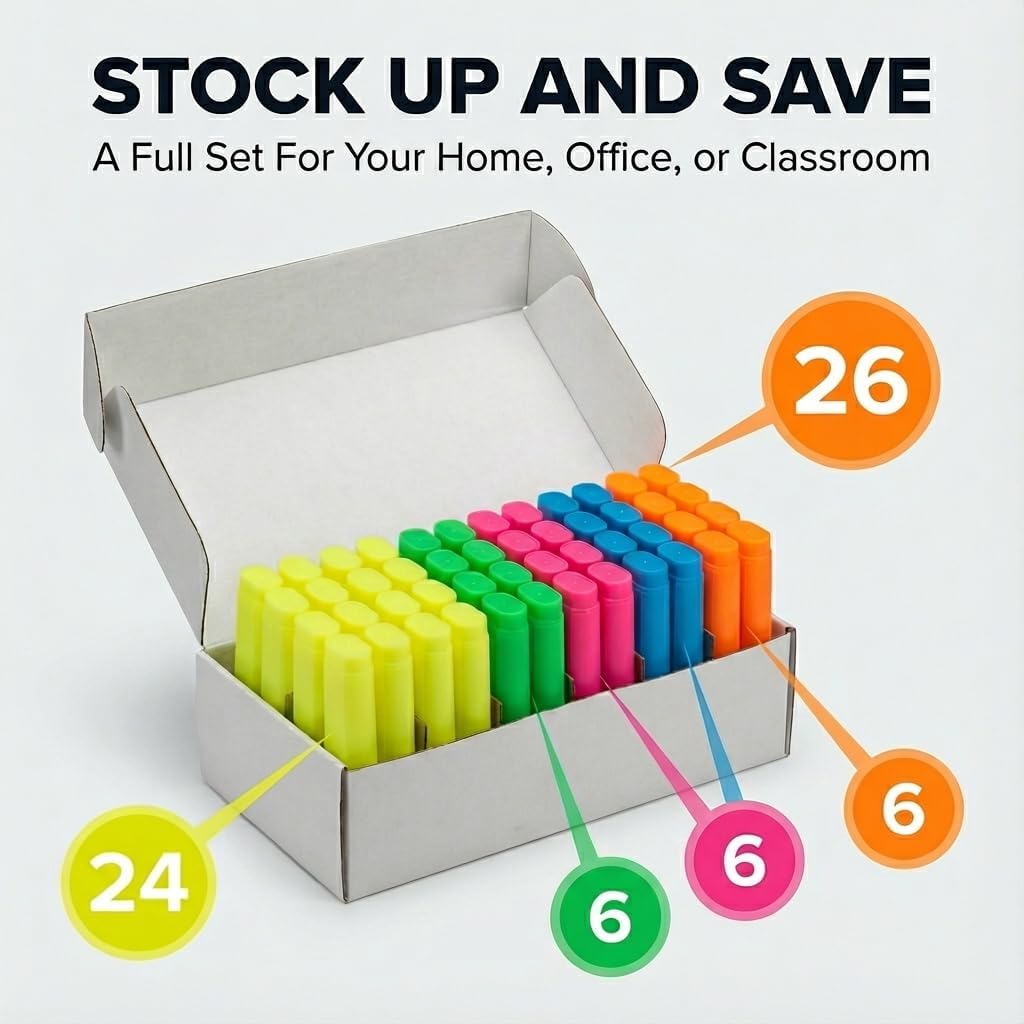 48-Pack Fluorescent Highlighter Pens