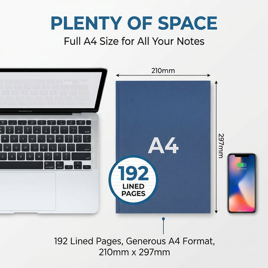 A4 Hardback Notebook - Feint Ruled
